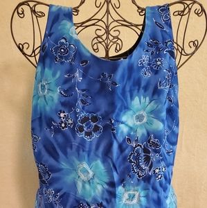 Blue Flower Long Sleeveless Dress 16T/L